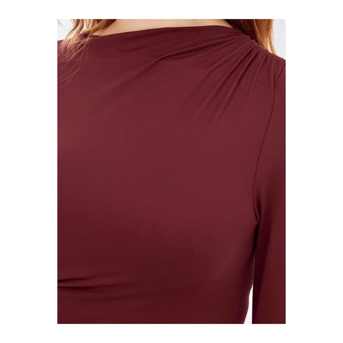 LCW Vision Bordo Dik Yaka Kadın Body