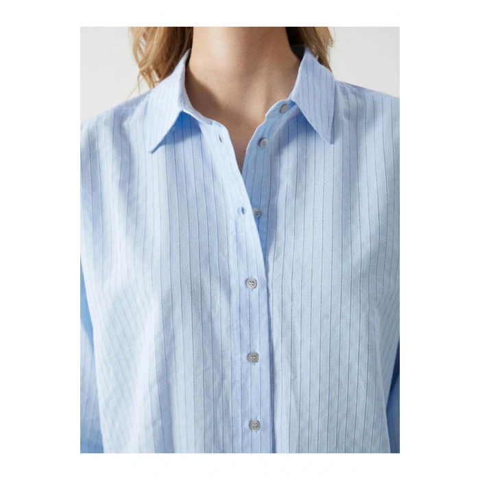 LCW Vision Çizgili Oversize Kadın Gömlek