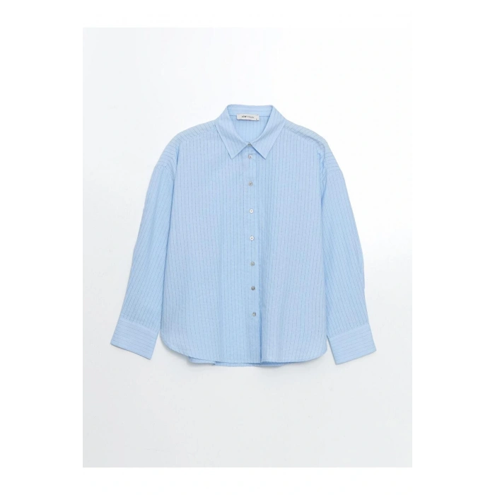 LCW Vision Çizgili Oversize Kadın Gömlek