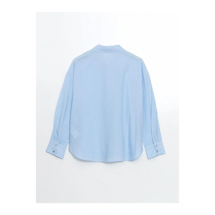 LCW Vision Çizgili Oversize Kadın Gömlek