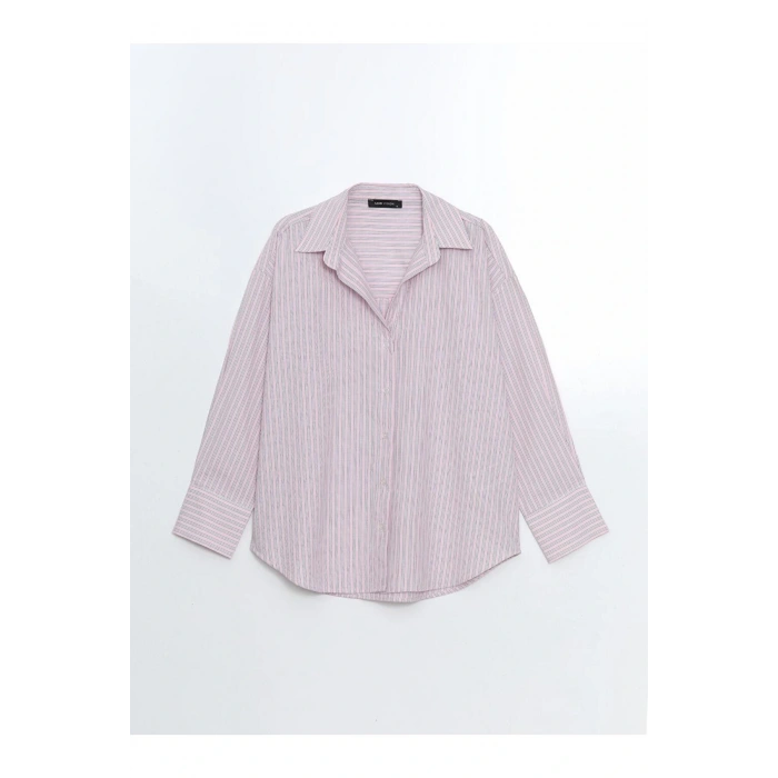 LCW Vision Çizgili Oversize Poplin Kadın Gömlek