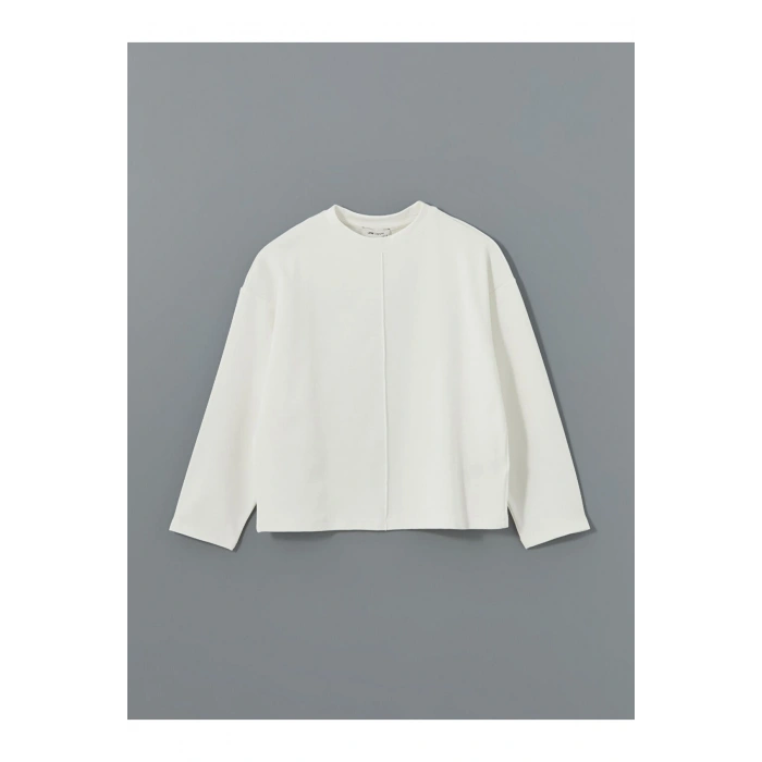 LCW Vision Ekru Bisiklet Yaka Düz Oversize Kadın Sweatshirt