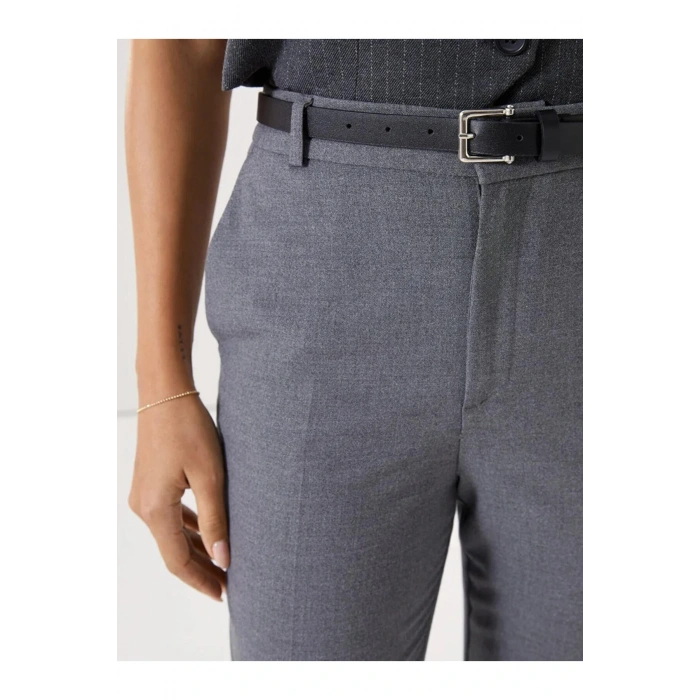 LCW Vision Gri Beli Kemerli Havuç Kesim Kadın Pantolon