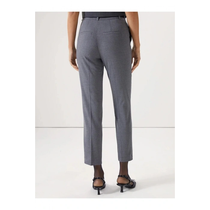 LCW Vision Gri Beli Kemerli Havuç Kesim Kadın Pantolon