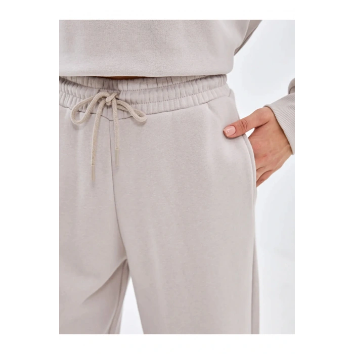 LCW Vision Gri Beli Lastikli Düz Geniş Paça Kadın Kalın Eşofman Altı