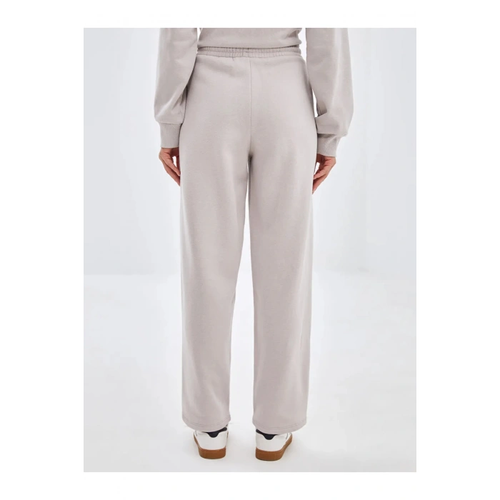 LCW Vision Gri Beli Lastikli Düz Geniş Paça Kadın Kalın Eşofman Altı