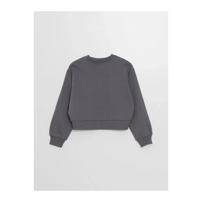 LCW Vision Gri Bisiklet Yaka Baskılı Oversize Kadın Kalın Sweatshirt İMREX GLOBAL