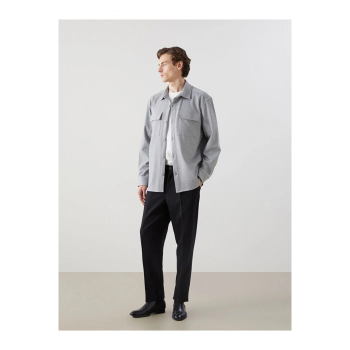 LCW Vision Gri Regular Fit Uzun Kollu Erkek Gömlek Ceket