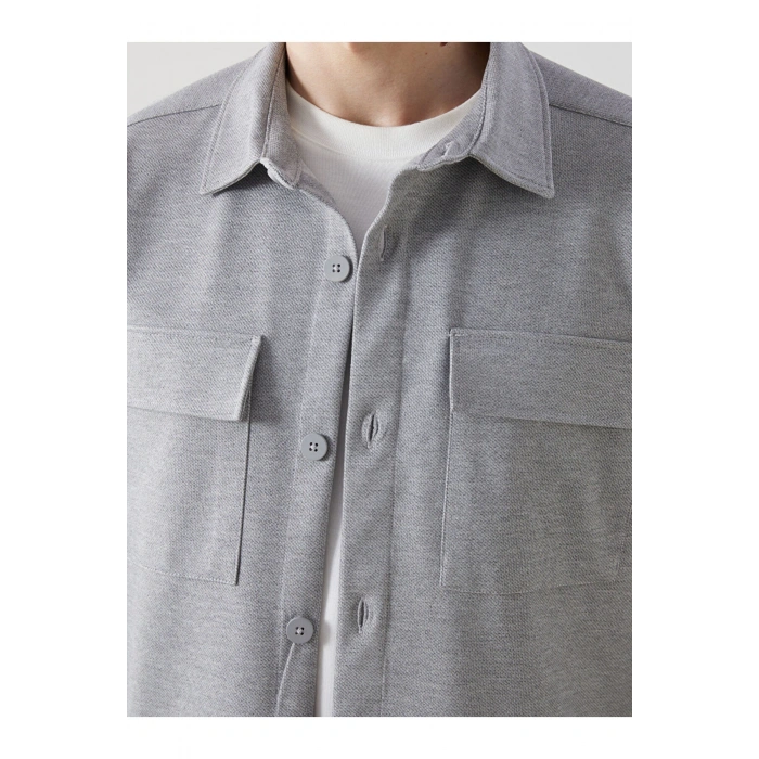 LCW Vision Gri Regular Fit Uzun Kollu Erkek Gömlek Ceket