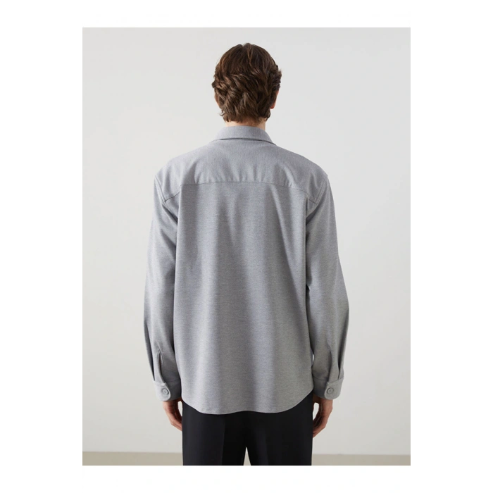 LCW Vision Gri Regular Fit Uzun Kollu Erkek Gömlek Ceket