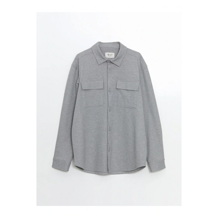 LCW Vision Gri Regular Fit Uzun Kollu Erkek Gömlek Ceket