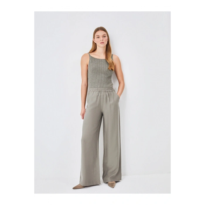 LCW Vision Haki Beli Lastikli Loose Fit Kadın Pantolon W4JP34Z8