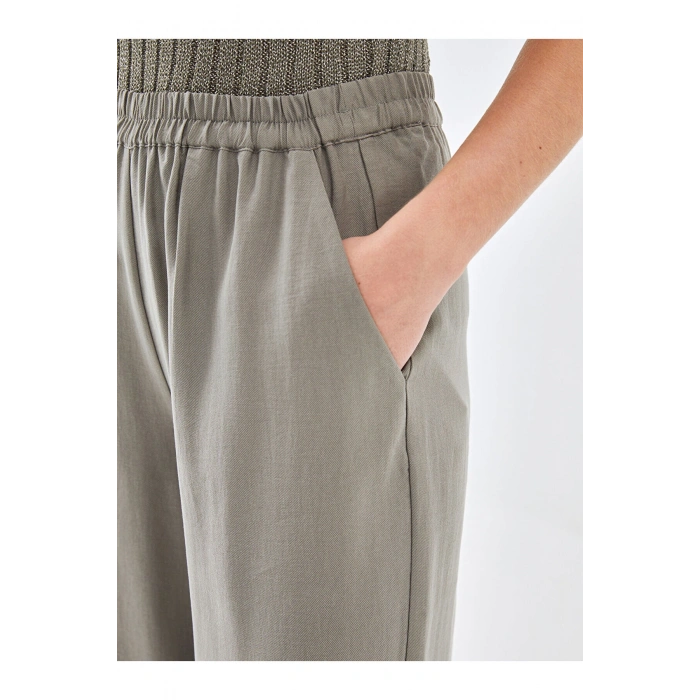 LCW Vision Haki Beli Lastikli Loose Fit Kadın Pantolon W4JP34Z8