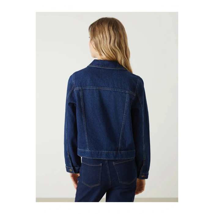 LCW Vision İndigo Gömlek Yaka Kadın Jean Ceket