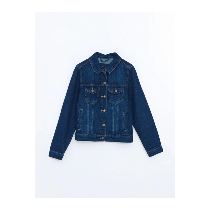 LCW Vision İndigo Gömlek Yaka Kadın Jean Ceket