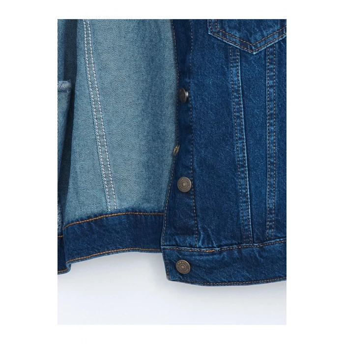 LCW Vision İndigo Gömlek Yaka Kadın Jean Ceket