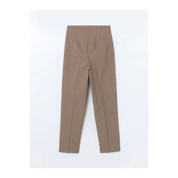 LCW Vision Kahverengi Ekoseli Dar Fit Kadın Pantolon