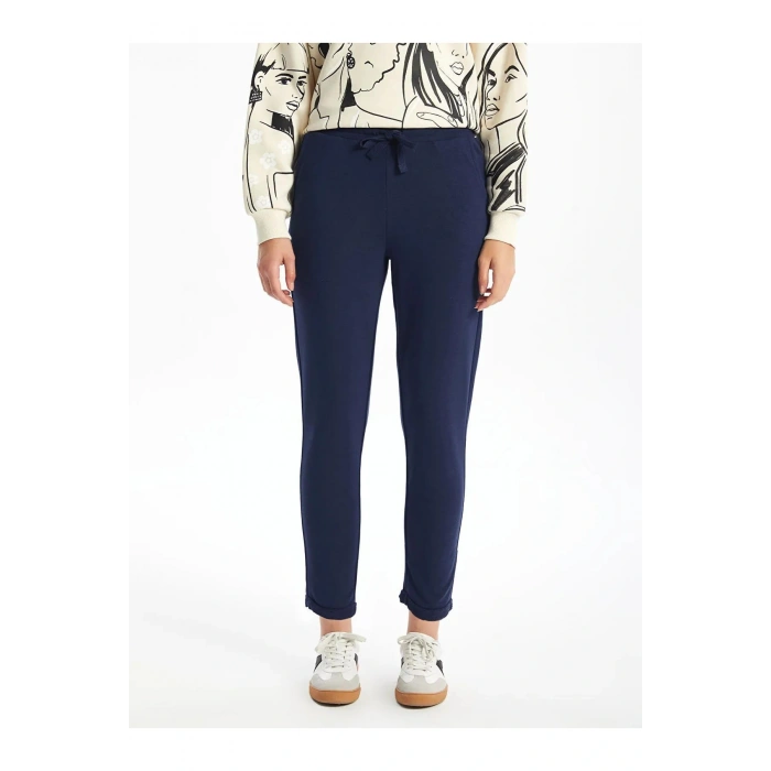 LCW Vision Lacivert Kadın Beli Lastikli Düz Eşofman Altıw1