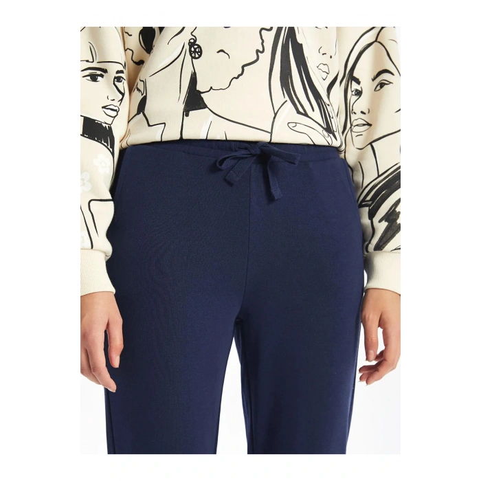 LCW Vision Lacivert Kadın Beli Lastikli Düz Eşofman Altıw1