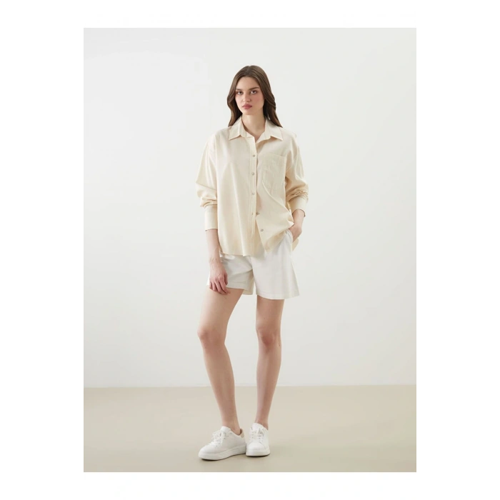 LCW Vision Oversize Keten Karışımlı Kadın Gömlek