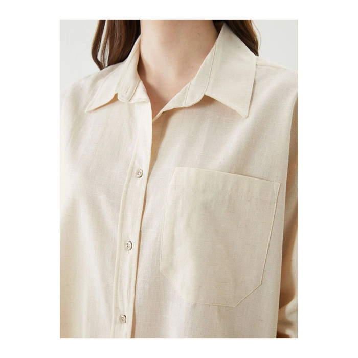 LCW Vision Oversize Keten Karışımlı Kadın Gömlek