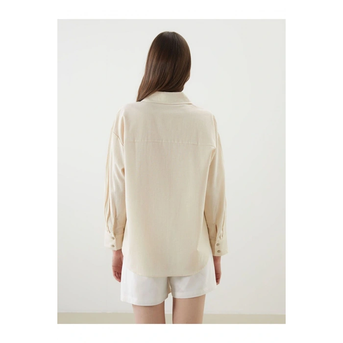 LCW Vision Oversize Keten Karışımlı Kadın Gömlek