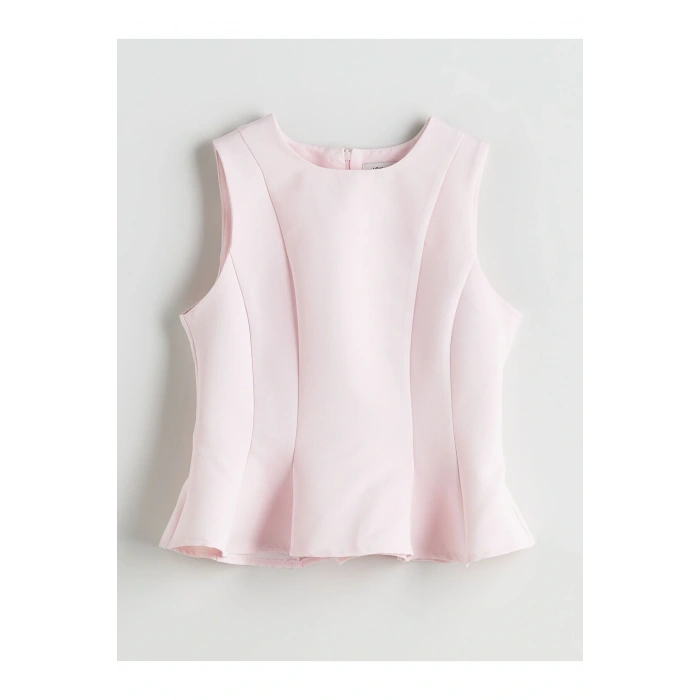 LCW Vision Pembe Bisiklet Yaka Peplum Bluz