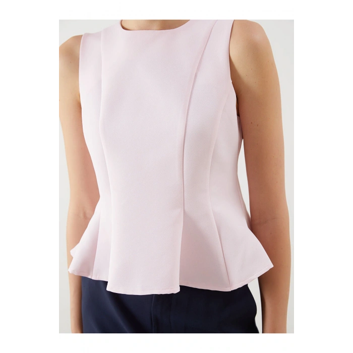 LCW Vision Pembe Bisiklet Yaka Peplum Bluz