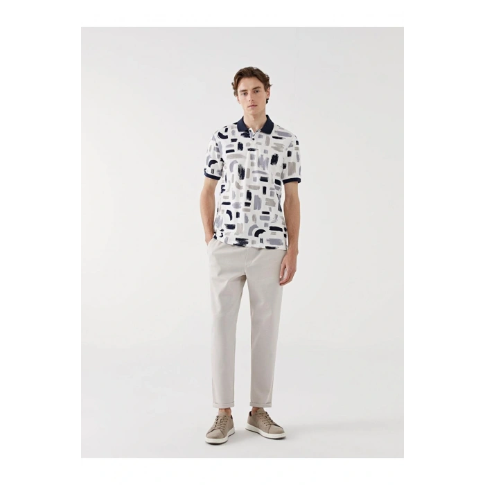 LCW Vision Polo Yaka Kısa Kollu Desenli Pike Erkek Tişört