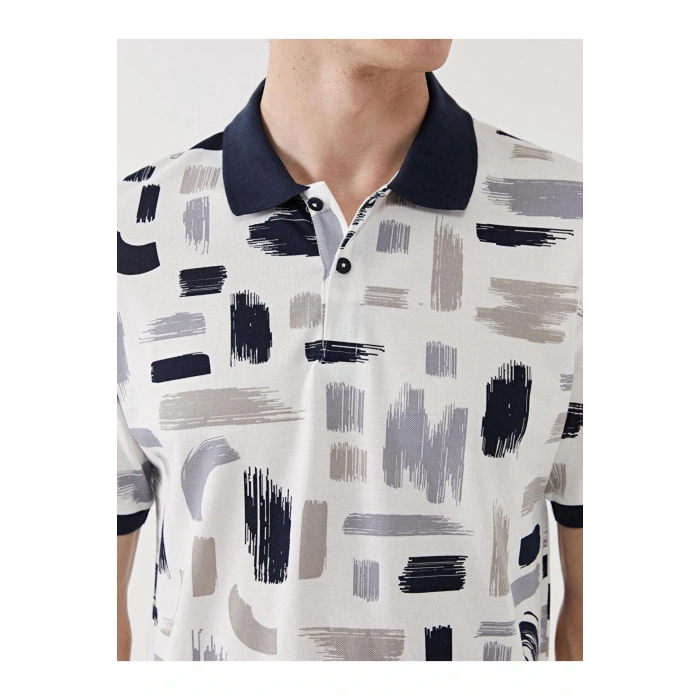 LCW Vision Polo Yaka Kısa Kollu Desenli Pike Erkek Tişört