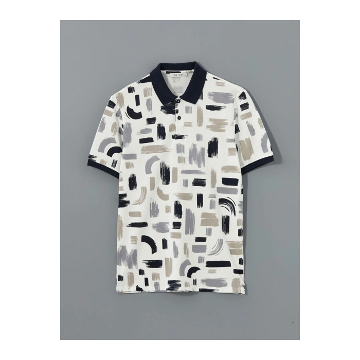 LCW Vision Polo Yaka Kısa Kollu Desenli Pike Erkek Tişört