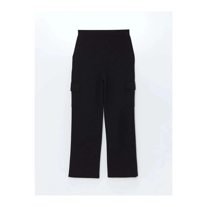 LCW Vision Siyah Beli Lastikli Düz İnterlok Kadın Kargo Eşofman Altı