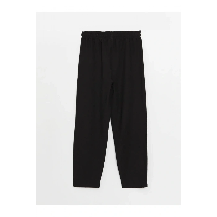 LCW Vision Siyah Beli Lastikli Düz Keten Karışımlı Kadın Pantolon