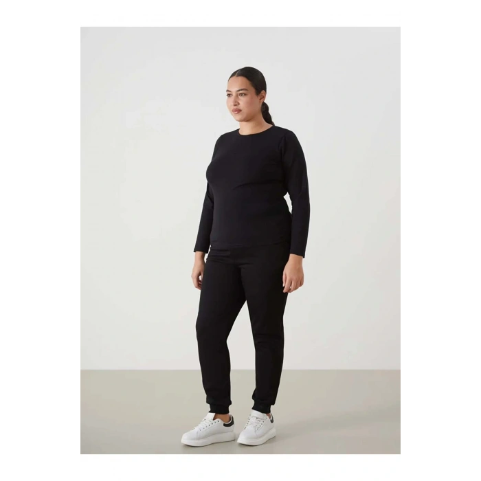 LCW Vision Siyah Beli Lastikli Kadın Kalın Jogger Eşofman Altı