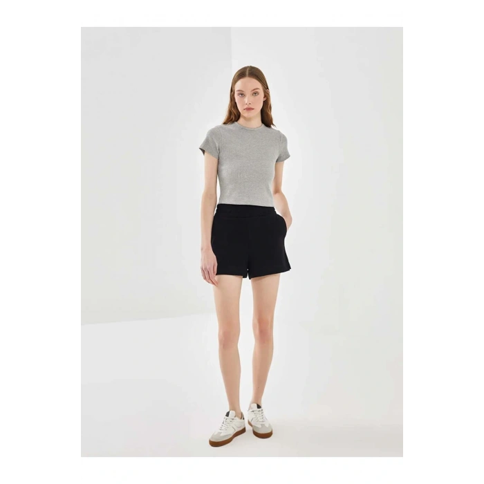 LCW Vision Siyah Beli Lastikli Kadın Şort