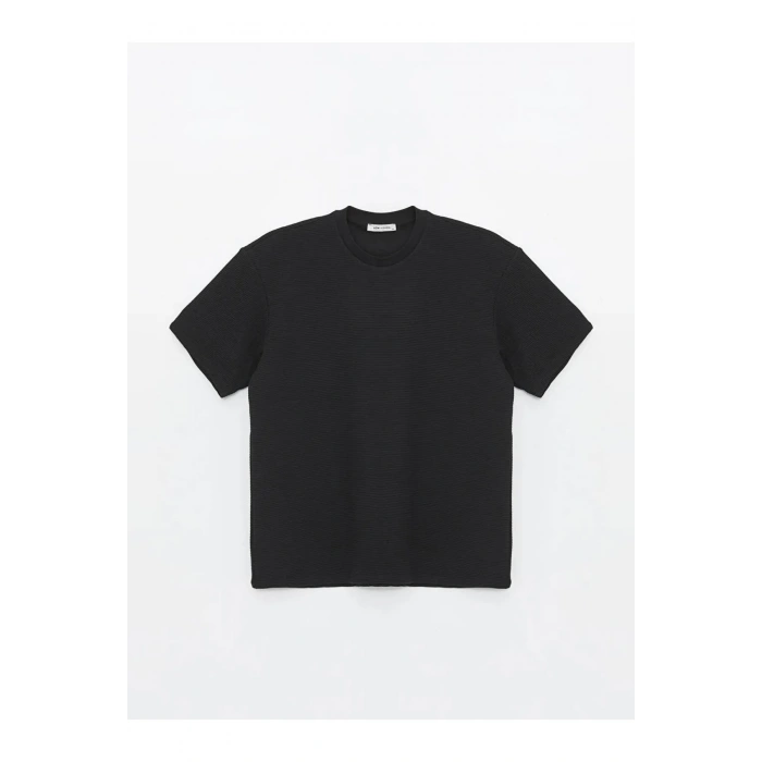 LCW Vision Siyah Bisiklet Yaka Kısa Kollu Erkek Dokulu Tişört  İlk siz değerlendirin