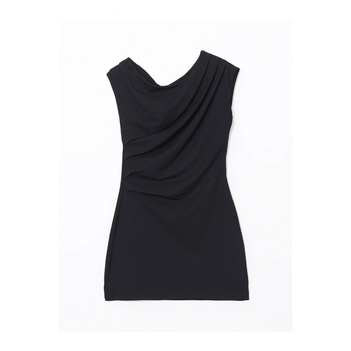 LCW Vision Siyah Kayık Yaka Kadın Elbise