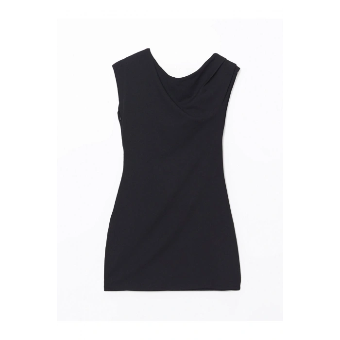 LCW Vision Siyah Kayık Yaka Kadın Elbise