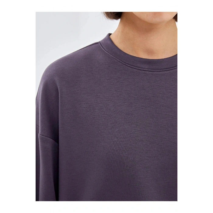 LCW VisionAntrasit Bisiklet Yaka Oversize Kadın Sweatshirt