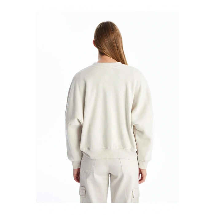 LCW VisionGri Kolej Yaka Oversize Kadın Kalın Fermuarlı Sweatshirt