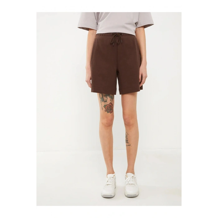 LCW Vision Kahverengi Kadın Beli Lastikli Düz Şort