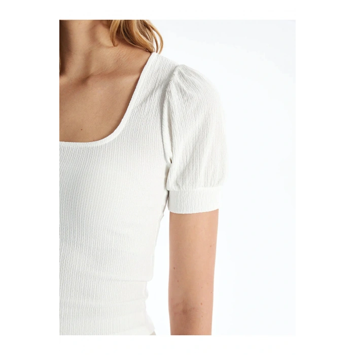 LCW Vision Kare Yaka Düz Kısa Kollu Kadın Bluz