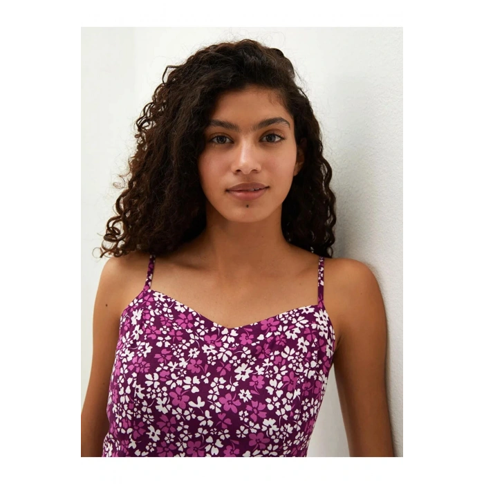 LCW VisionMor Askılı Desenli Viskon Kadın Elbise