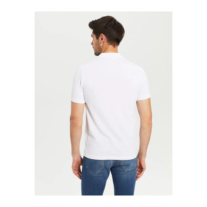LCWAIKIKI Basic Beyaz Polo Yaka Kısa Kollu Basic Pike Tişört