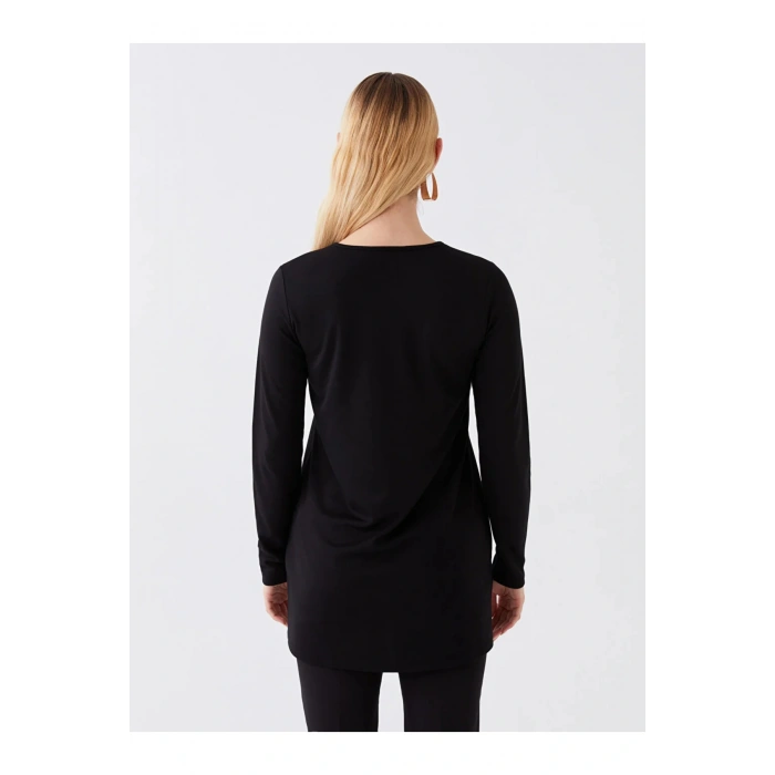 LCWAIKIKI Basic Bisiklet Yaka Baskılı Uzun Kollu Kadın Bluz