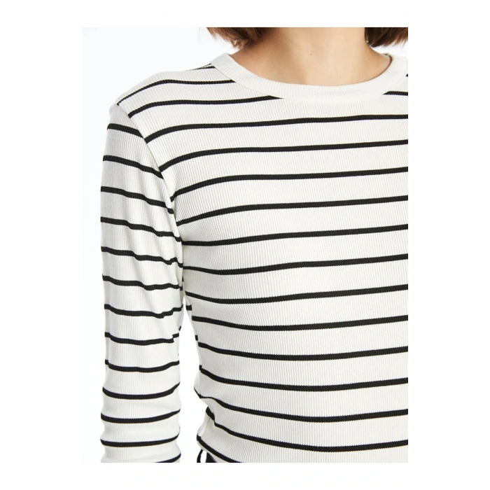 LCWAIKIKI Basic Bisiklet Yaka Çizgili Kadın Body