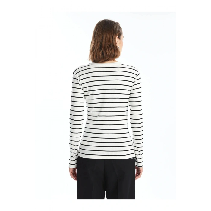 LCWAIKIKI Basic Bisiklet Yaka Çizgili Kadın Body