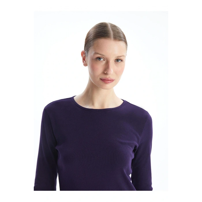 LCWAIKIKI Basic Bisiklet Yaka Düz Uzun Kollu Kadın Body