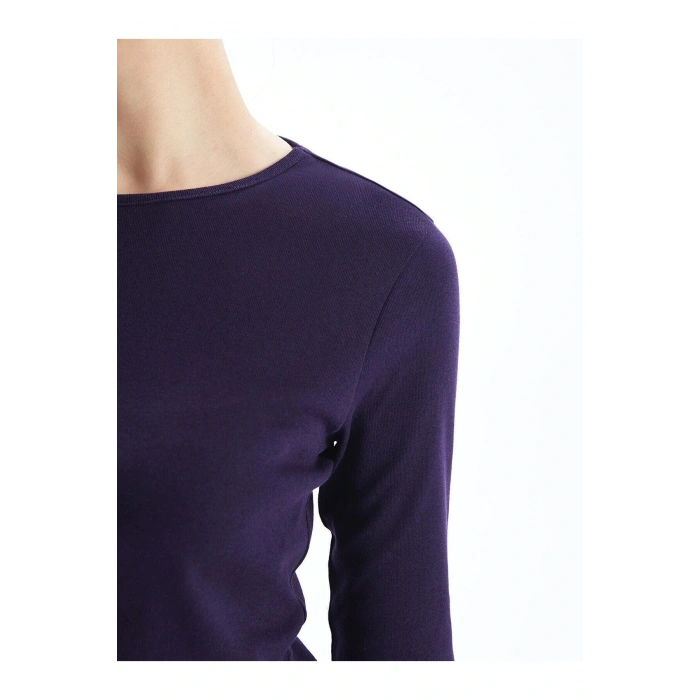 LCWAIKIKI Basic Bisiklet Yaka Düz Uzun Kollu Kadın Body