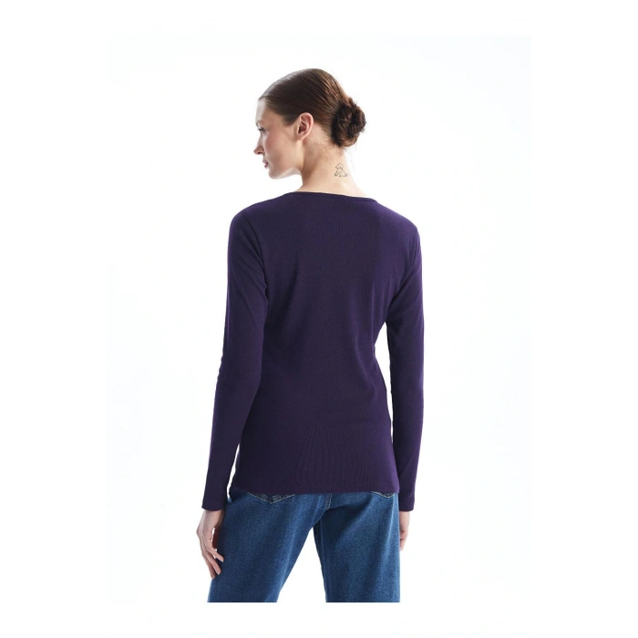 LCWAIKIKI Basic Bisiklet Yaka Düz Uzun Kollu Kadın Body